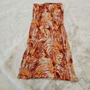 Norton McNaughton Orange Red Tropical Skirt Medium And Top Petite Small Coord